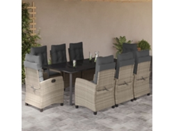 Juego de comedor de jardín de 9 piezas DKD Home Decor con cojines gris claro