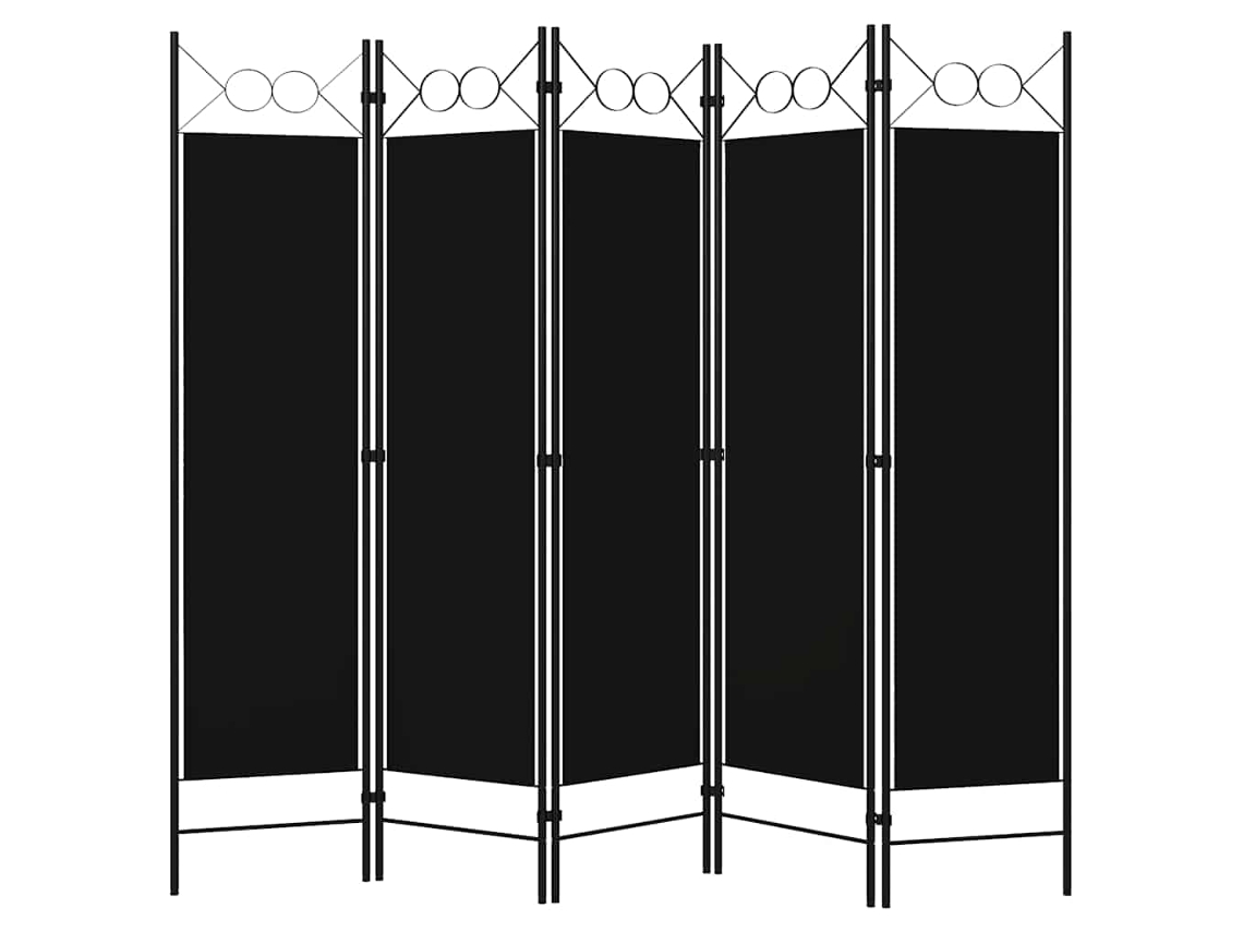 Biombo Divisor | Biombo Separador | Separador De Ambientes De 5 Paneles Negro 200x180 Cm