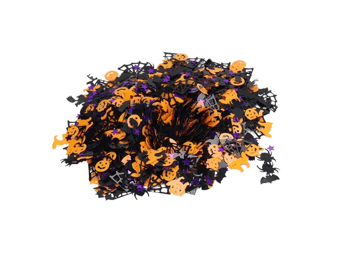 Confeti De Halloween 200g Decoración Mesa Fiesta Calabaza Telaraña Hoja Metálica