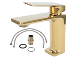 Grifo de lavabo dorado, un solo orificio, agua caliente y fría, G3/8
