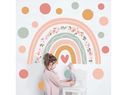 Pack de 2 pegatinas de pared de arcoíris para la habitación de los niños con flores de arcoíris