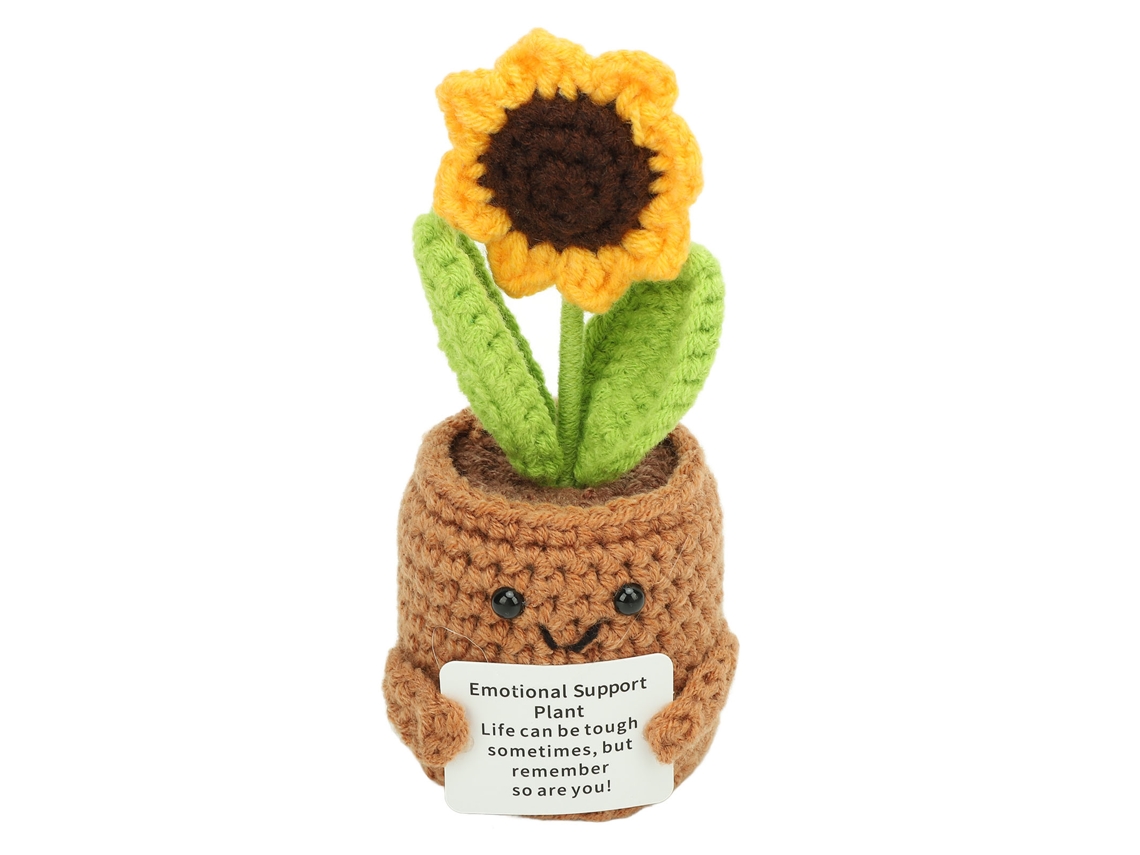 Planta de muñeca Baok-Vaseinho en ganchillo, hermoso y positivo girasol para decoración de mesa