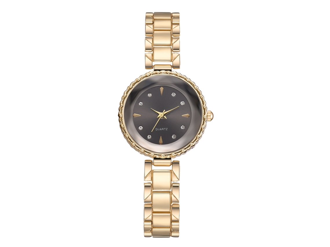 Reloj De Pulsera De Cuarzo Informal Para Mujer Con Diamantes De Imitación En Aleación (negro)