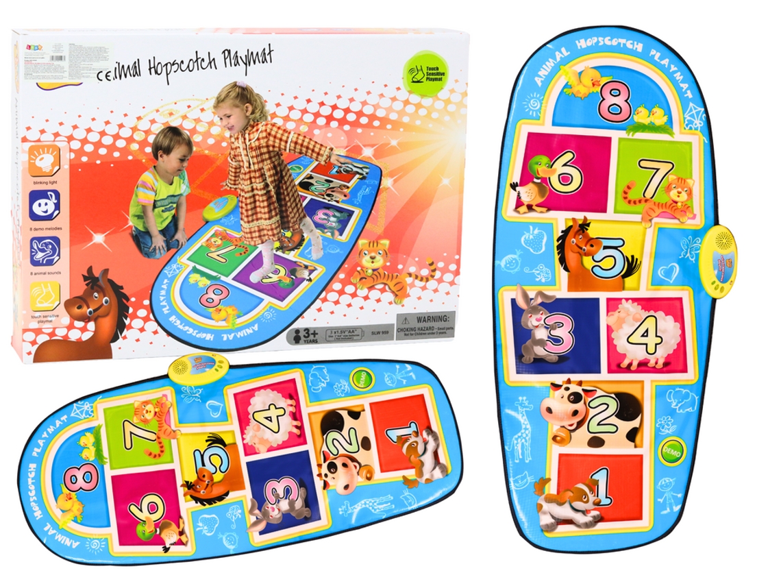 Juego interactivo de rayuela con tapete de baile y animales, 8 melodías, B.active