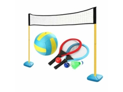 DEVESSPORT Set Deportivo Infantil 3 en 1 con Red Ajustable para Vóleibol, Tenis y Bádminton Exterior