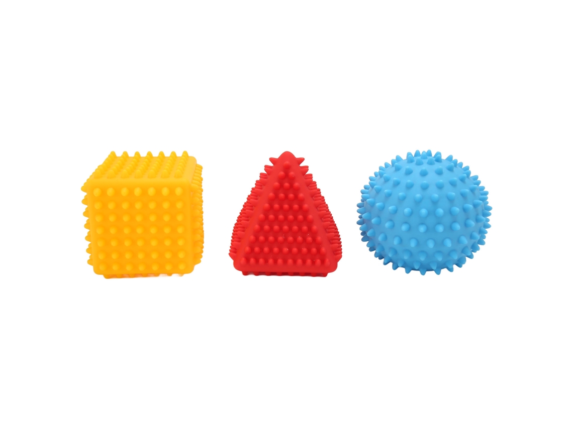 Juego De 3 Pelotas Sensoriales Texturizadas Para Bebé Con Chirriador Y Masajeador.