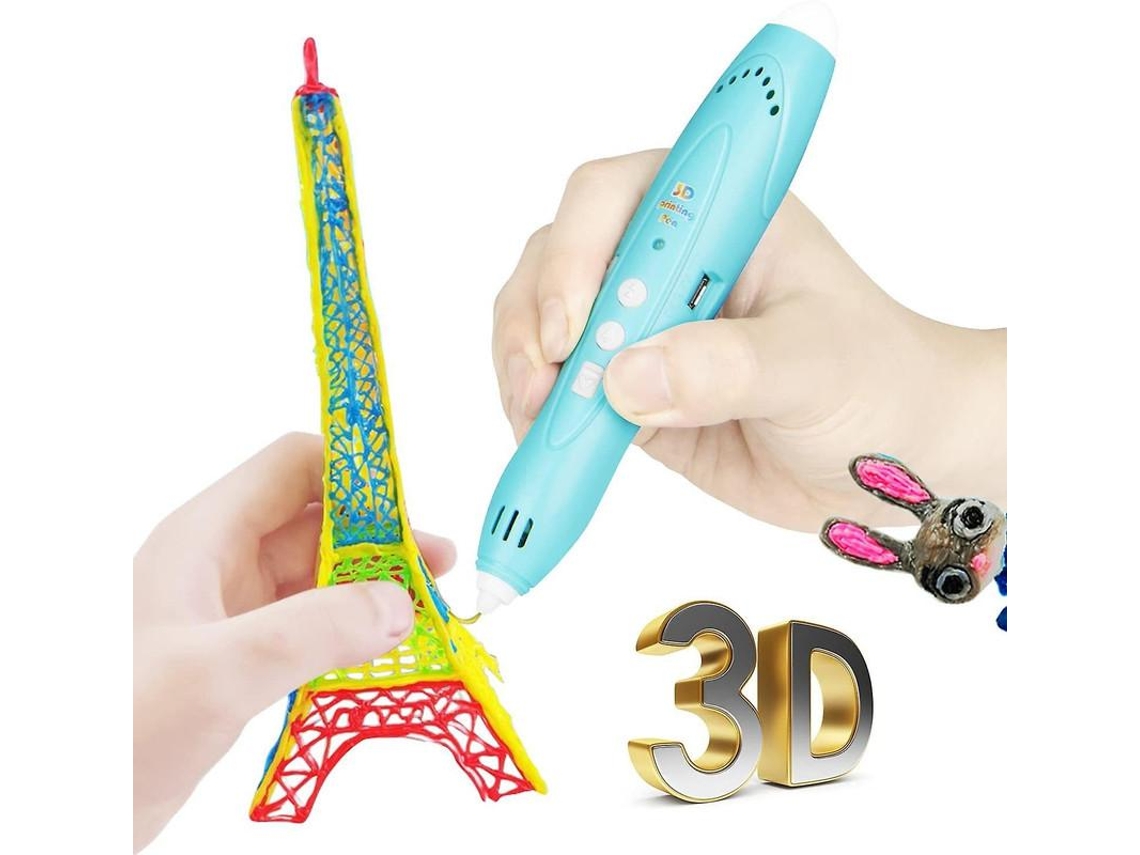 Bolígrafo 3D para niños mayores de 4 años Bolígrafo de impresión 3D para entrenamiento de pensamiento 3D Bolígrafo 3D inalámbrico con 2 velocidades de BISBISOUS