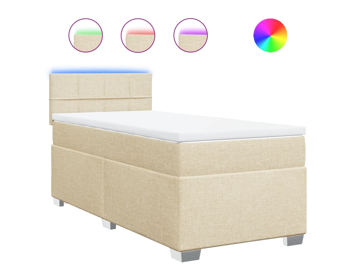Cama Box Spring VIDAXL Crema Tela (90x200 cm)
