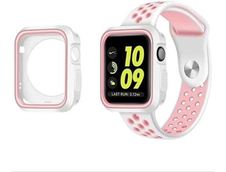Carcasa Military + Correa SportyStyle PHONECARE Apple iWatch Series SE - 44mm Blanco y Rosa