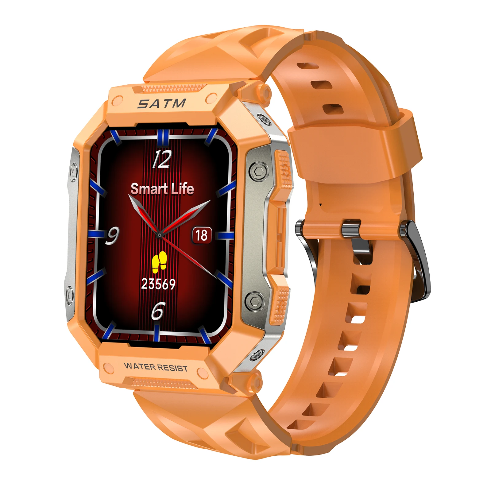 (naranja) Reloj Inteligente Para Deportes Al Aire Libre, Resistente Al Agua Ip68, Llamadas Bluetooth