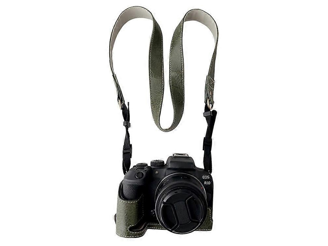 Estuche de piel sintética con textura de búfalo para cámara Canon EOS R10 con correa para el hombro Facpoet