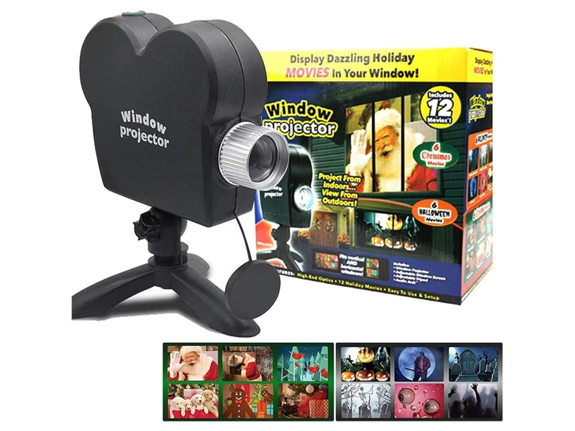 Proyector De Ventana De Halloween: Luz De Proyección Holográfica Led (12 Películas Incluidas)