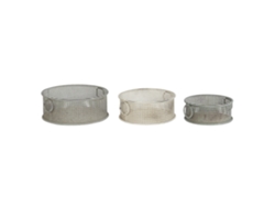 Set 3 Cesta Metal Envejecido Multicolor 43x42x17cm