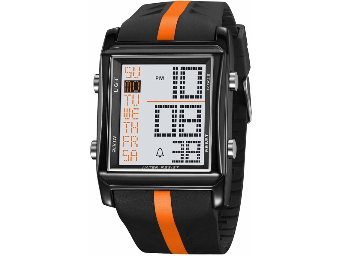 Masculino Led Alarma Digital 50m Reloj De Pulso Deportivo A Prueba De Agua Brancoyuysan
