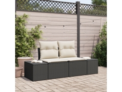 Sofá de jardín para 2 personas con cojines de ratán negro Lovely Home
