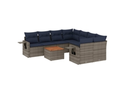 Maison Exclusive - Conjunto De Sofá De Jardín De 9 Piezas Con Cojines, Poliratán Gris