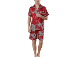 Conjunto De Pijama De Seda Para Hombre Con Mangas Cortas Y Braguita, Ropa De Dormir Clásica Y Para Estar En Casa.