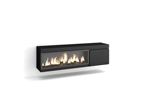 Mueble TV, Televisión, 160, Para TV hasta 65, Chimenea eléctrica XXL, Colgado, Suspendido, Negro SKRAUT HOME