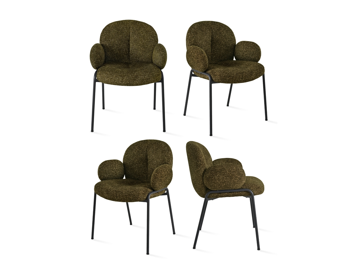 Sillas De Comedor Goeurvant 1235(pack De 4, Marrón Tudor, Bouclé)
