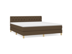 Maison Exclusive - Cama Box Spring Con Colchón Tela Marrón Oscuro 160x200 Cm