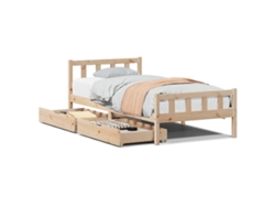 Estructura De Cama VIDAXL Marrón Madera de pino (75x190 cm)