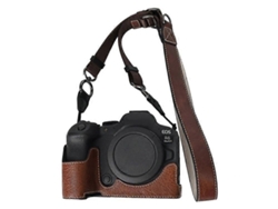 Estuche protector de PU con textura de lichi y correa para el hombro compatible con Canon EOS R6 Mark II/R6/R5