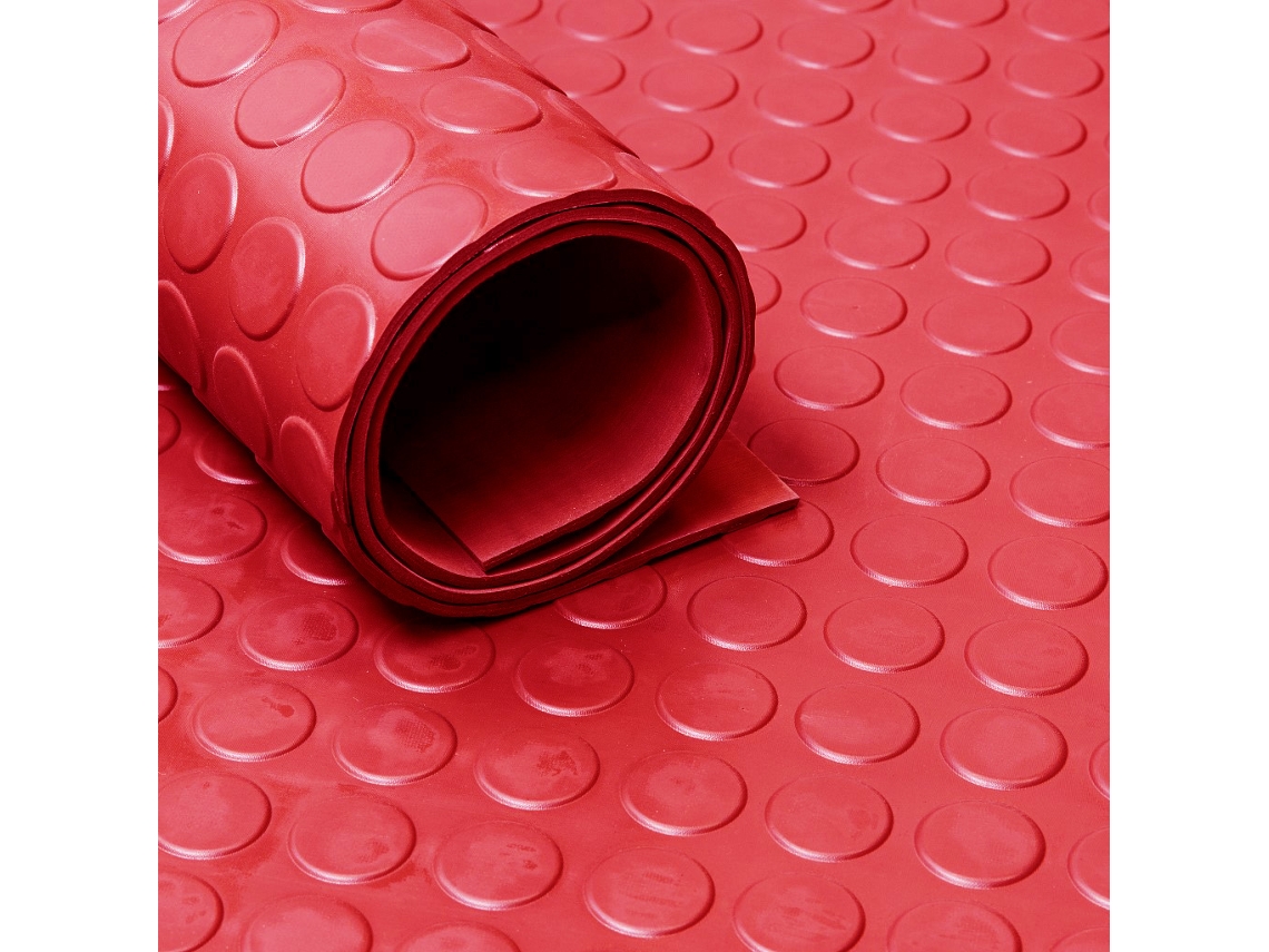 Alfombra de goma en rollo Rojo - Tacos 3mm - 120cm de ancho