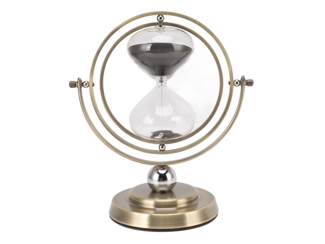 -reloj De Arena De Metal Bronce Con Arena Negra 60min, Moderno Y Preciso, Decoración Hogar