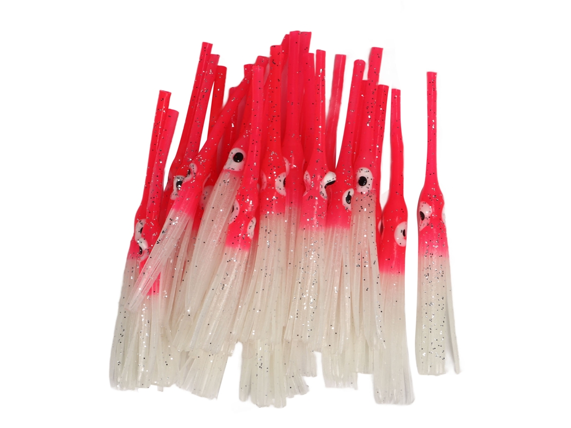 30 Señuelos Luminosos De Silicona Con Forma De Pulpo Para Pesca En Agua Dulce Y Salada, Color Rosa.