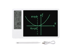 Calendário Digital De Mesa Com Quadro De Escrita Lcd 9,5 Polegadas Relógio Data Temperatura Umidade Branco