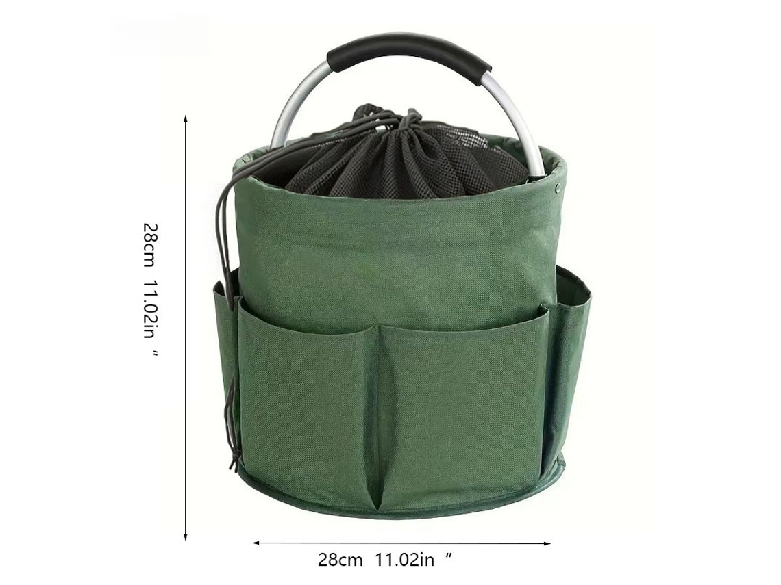 Cesta de almacenamiento plegable y portátil para camping, picnics y organización de herramientas (estilo cordón / verde) Czhhmart