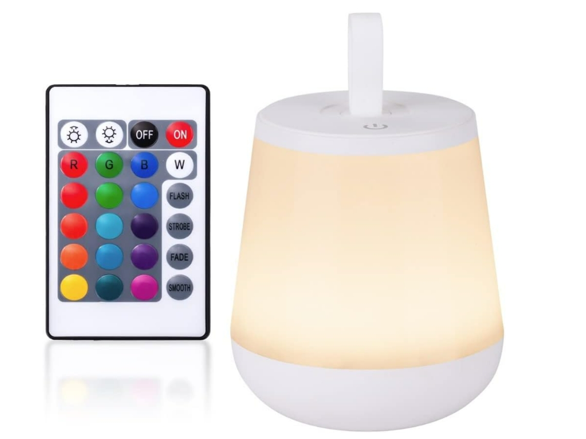 Lámpara táctil, luz nocturna LED portátil con puerto de carga USB rápido, luz blanca cálida regulable de 5 niveles y RGB que cambia de 16 colores (blanco) CHRONUS
