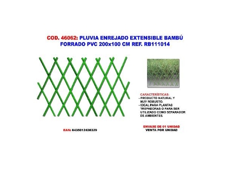 Pluvia enrejado extensible bambu forrado pvc 200x100 cm rb111014
