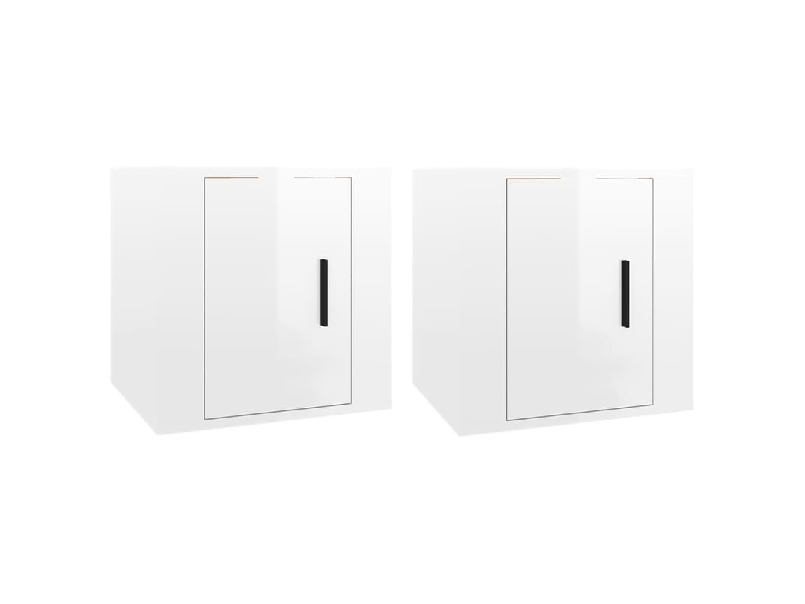 Estantería/Muebles de TV para Pared 2 Pzs 40X34,5X40 Cm Blanco Brillante