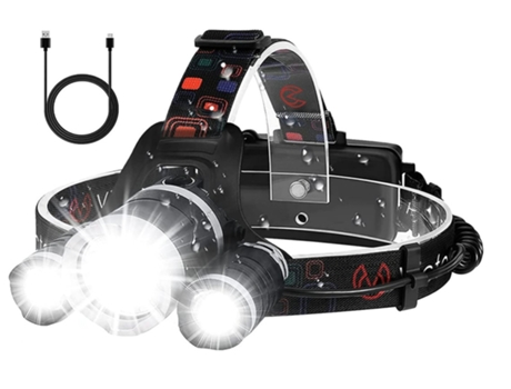 Linterna frontal LED superbrillante de 6000 lúmenes, linterna frontal con manos libres para correr, pesca, ciclismo, senderismo, resistente al agua...