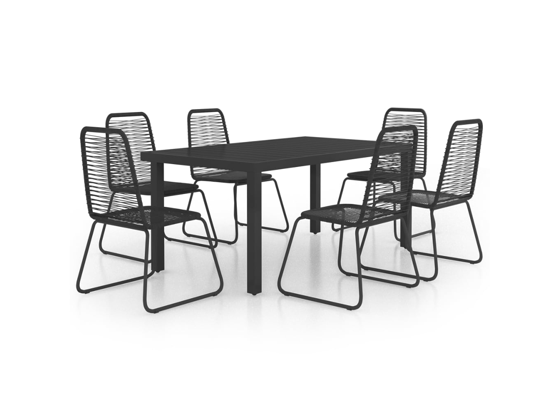 Conjunto 7 de comedor de jardín de VIDAXL PVC ratán negro