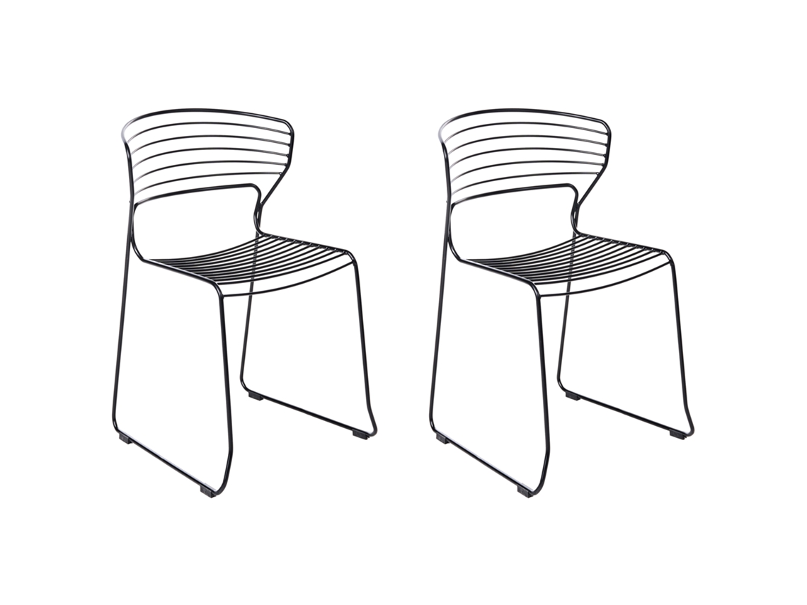 Sillas de exterior apilables Beliani Pistoia en acero negro 54x51x80