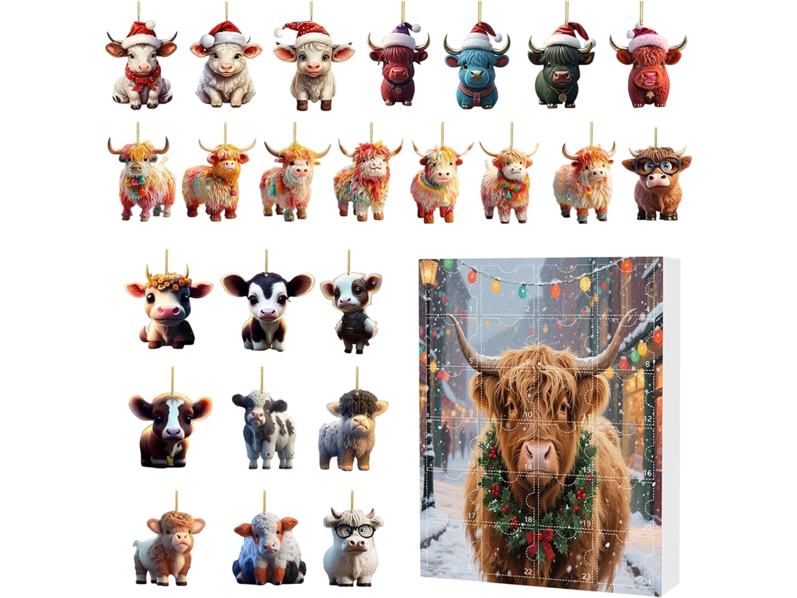 Calendario De Adviento De Vaca De Las Tierras Altas, 24 Días De Navidad