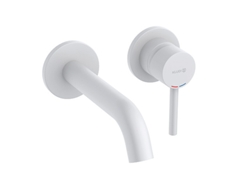 Grifo monomando de pared Kludi Bozz con dos orificios, saliente de 180 mm, 382445376, color blanco mate