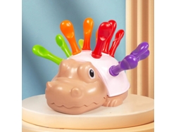 Juguete sensorial (rosa) para el desarrollo de la motricidad fina con forma de erizo: ejercicio sensorial educativo para niños.