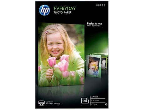 Papel fotográfico brillante HP Everyday 200 gramos/m² - 100 hojas/10 x 15 cm (CR757A)
