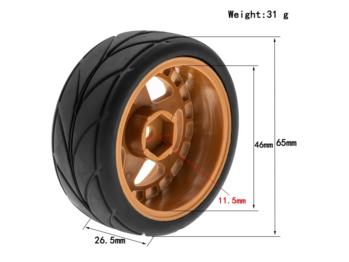 Neumáticos Para Coches Teledirigidos Todoterreno De 66*46*26 Mm (4 Unidades) Para Tamiya Tt02 Xv01 Hsp 94123 Hpi Kyosho Wltoys 1/10