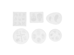 6 Moldes De Silicona Transparentes, Flexibles Y Reutilizables Para Pasteles Y Manualidades: Calavera, Cruz Y Fantasma.