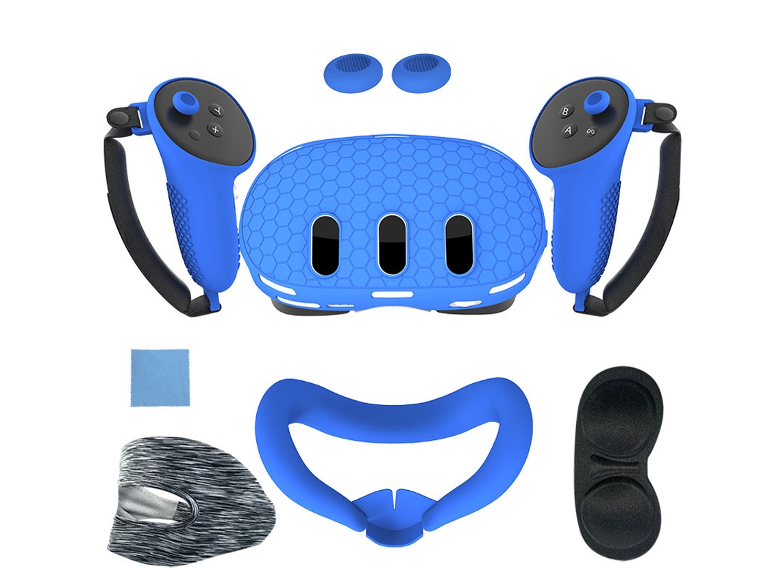 Juego De 7 Accesorios, Funda Protectora Suave Para Realidad Virtual, Estilo Hexagonal (azul).