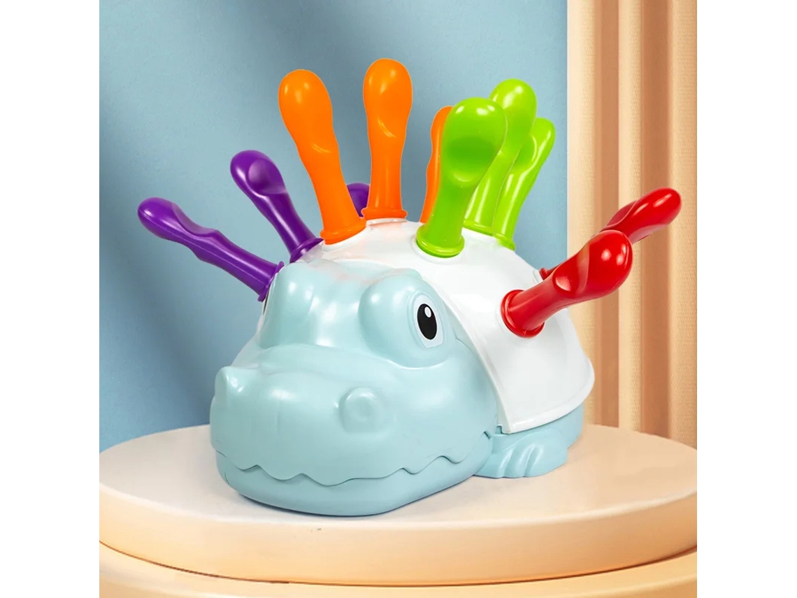 Juguete sensorial (azul) para desarrollar la motricidad fina en niños en edad preescolar - Erizo - Ejercicio sensorial educativo