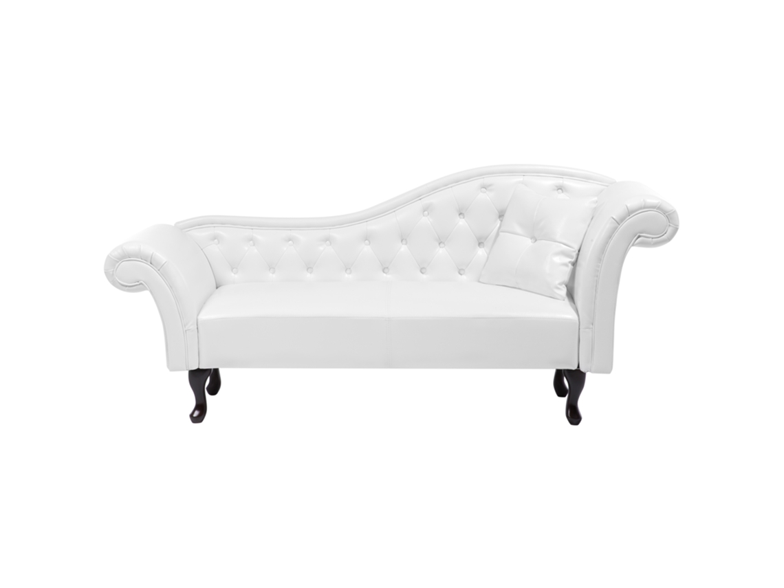 Chaise longue derecho BELIANI Lattes de Piel sintética Blanco 188x59x87