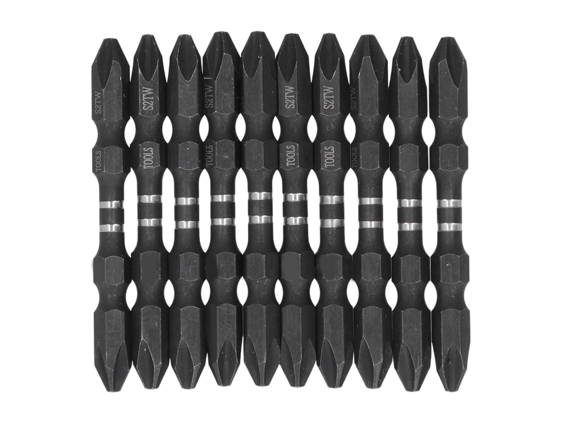 Conjunto De Bits De Parafusadeira De Cabeça Grande Duplo Fim Magnético Ph2 Com Cabo Hex 1/4 10 Peças