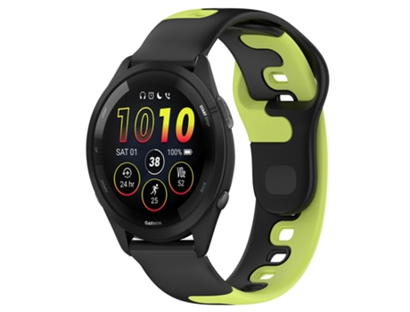 Correa Smartwatch para Garmin Forerunner 265 22mm Silicona Bicolor (Negro + Verde)