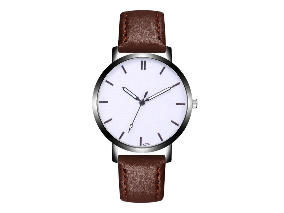 Reloj De Pulsera Analógico De Cuarzo Para Hombre Con Esfera Redonda De Aleación - Marrón Oscuro