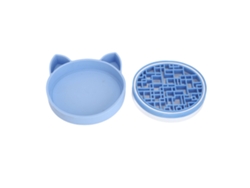 Alfombrilla Limpiadora De Brochas De Maquillaje 2 En 1 De Silicona Con Forma De Linda Cabeza De Gato, Portátil, Azul.